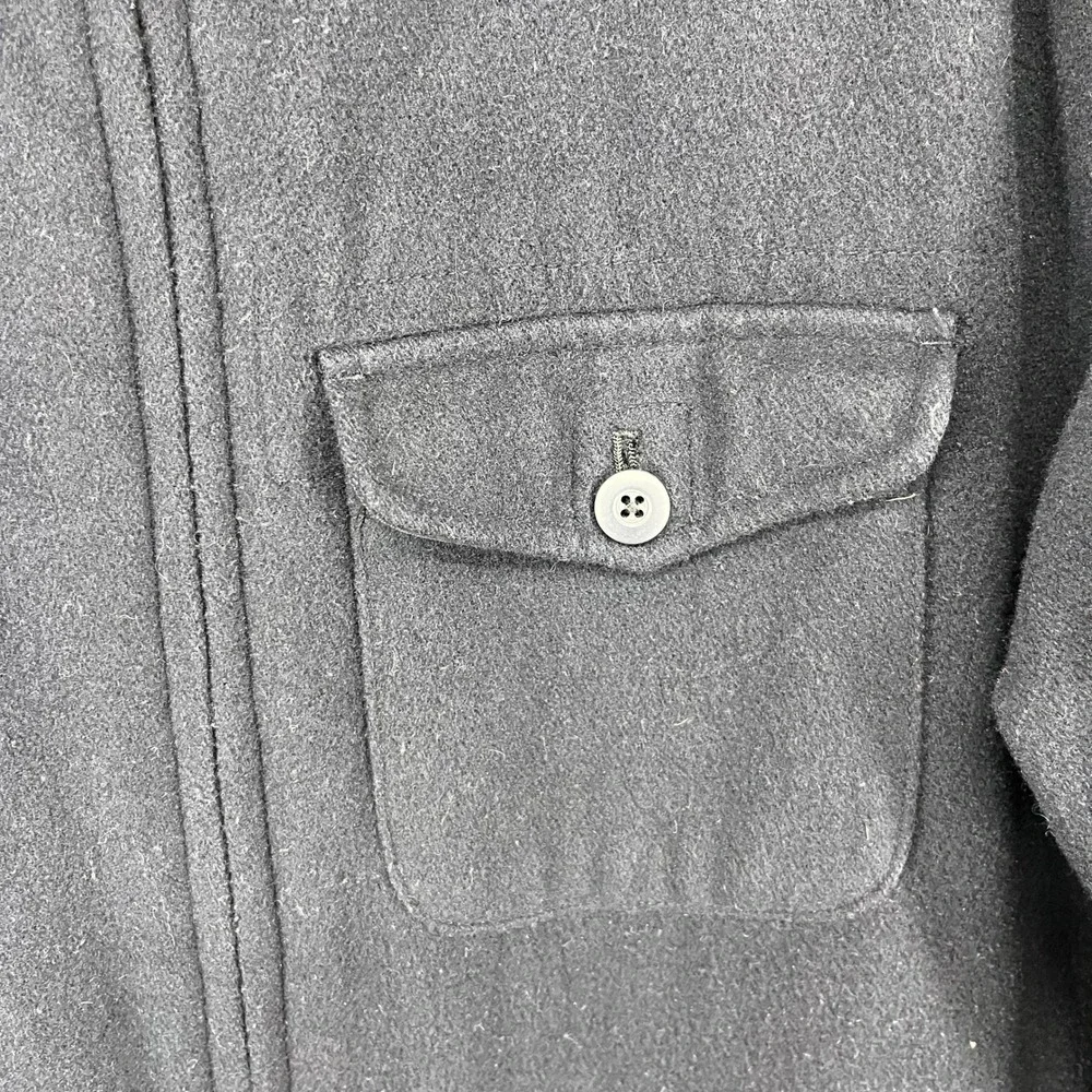 Abercrombie‎ Fitch Jacket Mens Large Black Wool Blend Quilted Lined Zip Up